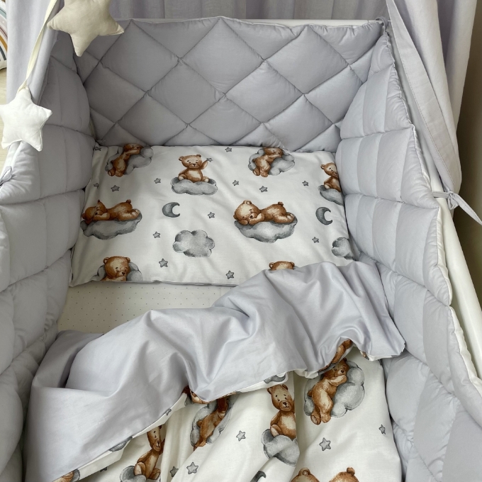 Set lenjerie Patut BebeCopii 6 piese Teddy gri (6)